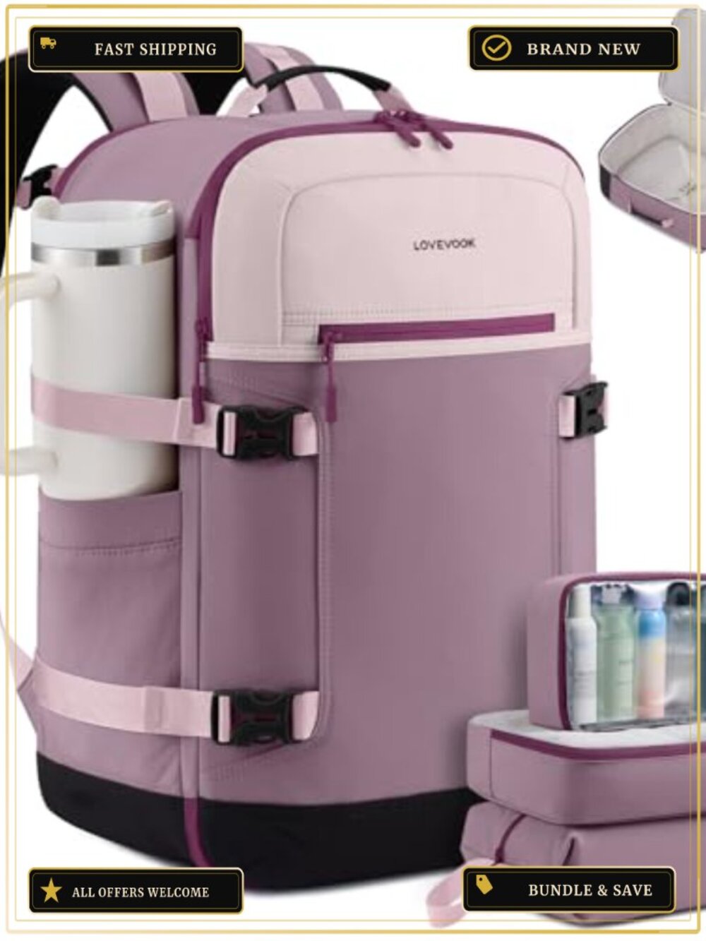 Airline Approved Travel Backpack with Laptop Compartment and Packing Cubes